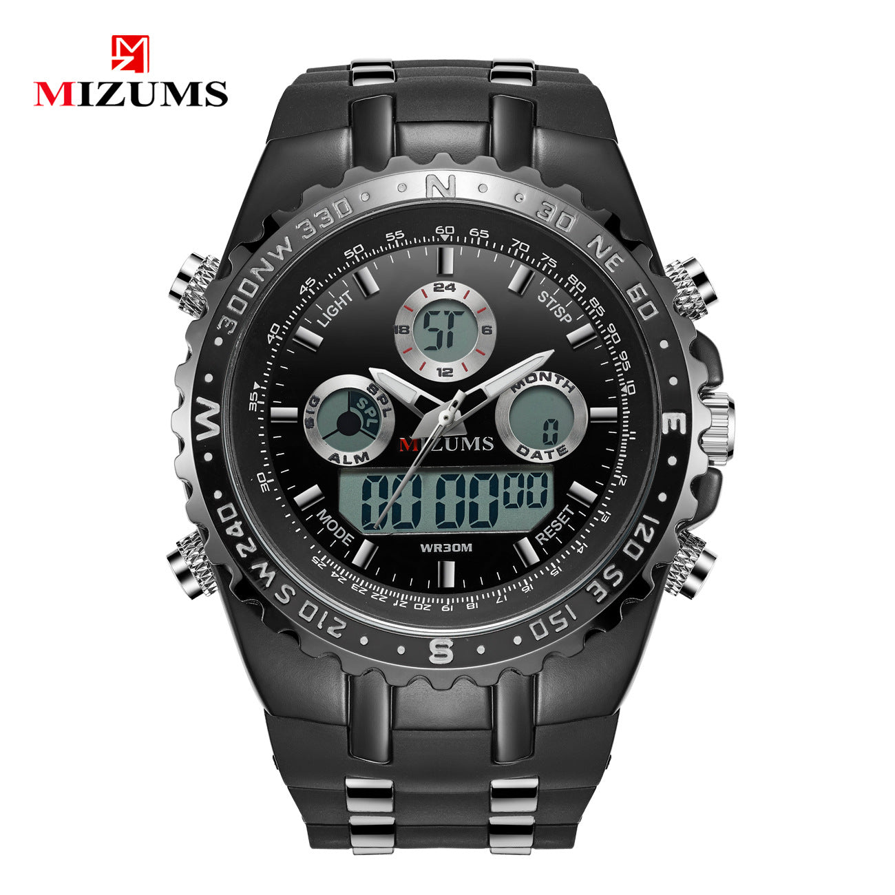 Mizums 8016 Men's Watch Double Inserts Electronic Watch Tape Quartz Watch Large Dial Sports Men's Watch