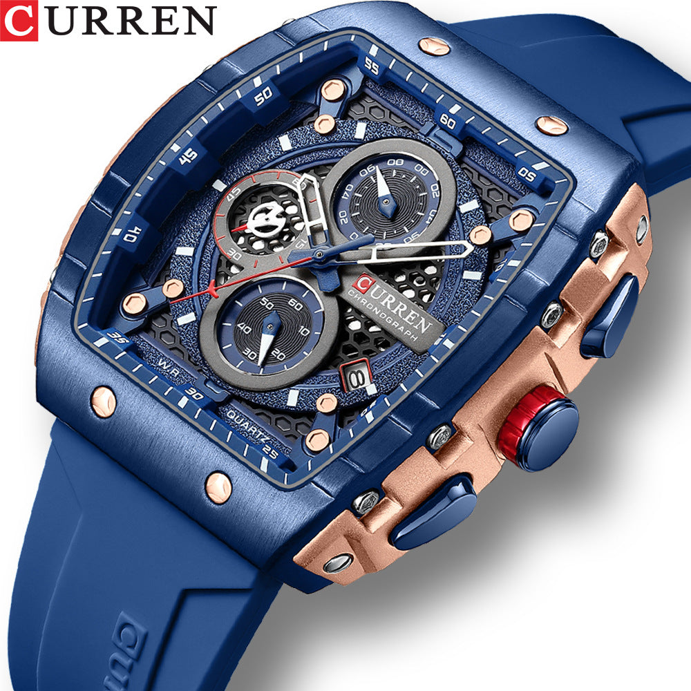 Curren 8442 Men's Watch Six-Pin Quartz Watch Tape Men's Watch Fashion Sports Men's Watch